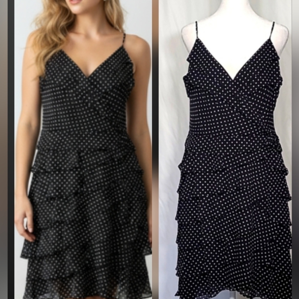 Lauren Ralph Lauren Polka Dot Black and White Sleeveless Dress Sz 14